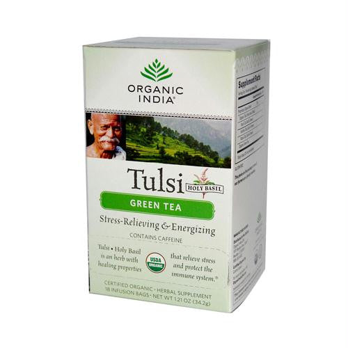 Organic India Tulsi Tea Green Tea - 18 Tea Bags - Case of 6