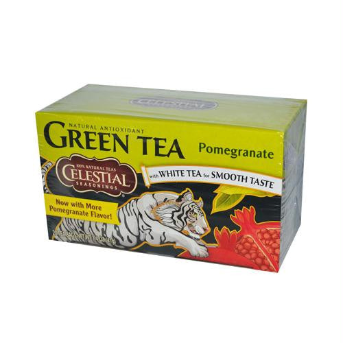 Celestial Seasonings Green Tea Pomegranate - Contains Caffeine - Case of 6 - 20 Bags