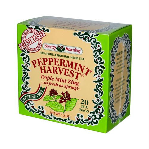 Breezy Morning Teas Peppermint Harvest Caffeine Free Triple Mint Zing - 20 Bags