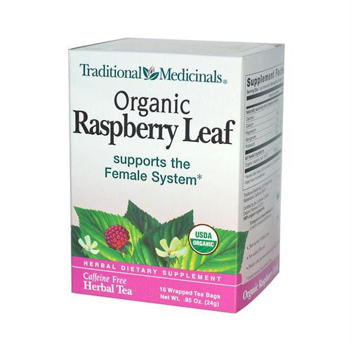 Traditional Medicinals Organic Raspberry Leaf Herbal Tea - 16 Tea Bags - Case of 6