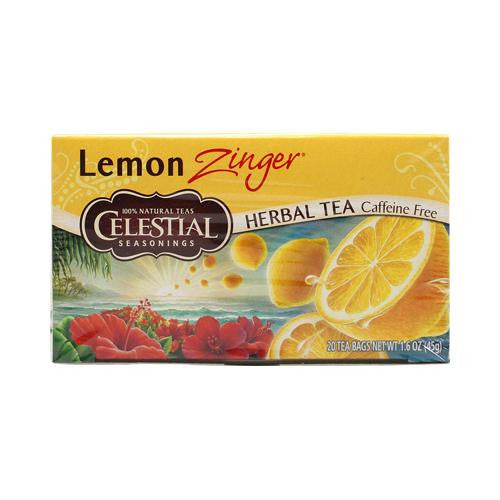 Celestial Seasonings Herbal Tea Caffeine Free Lemon Zinger - 20 Tea Bags - Case of 6