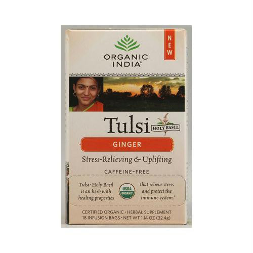 Organic India Tulsi Tea Ginger - 18 Tea Bags - Case of 6