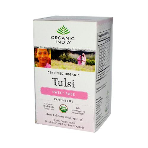 Organic India Tulsi Tea Sweet Rose - 18 Tea Bags - Case of 6