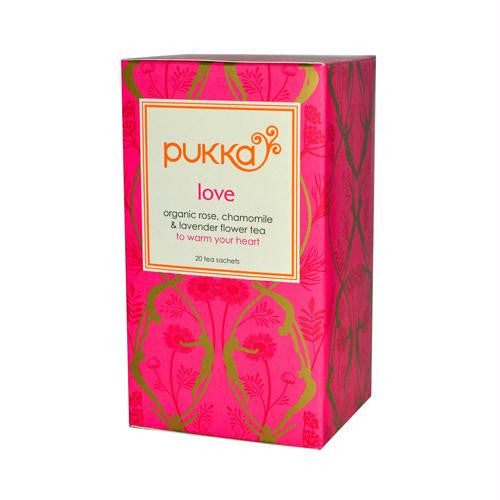 Pukka Herbal Teas Love Organic Rose Chamomile and Lavender Tea - Caffeine Free - Case of 6 - 20 Bags