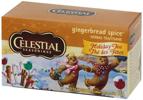 Celestial Seasonings Herbal Tea - Gingerbread Spice Holiday Tea - 20 Bags - Case of 6