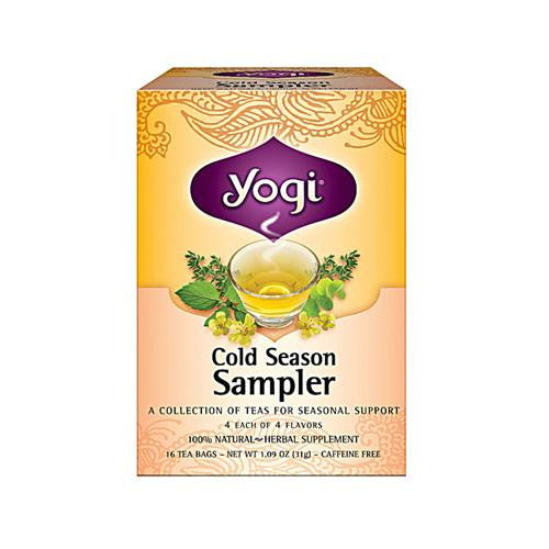 Yogi Cold Season Tea Sampler Caffeine Free - 16 Tea Bags - Case of 6