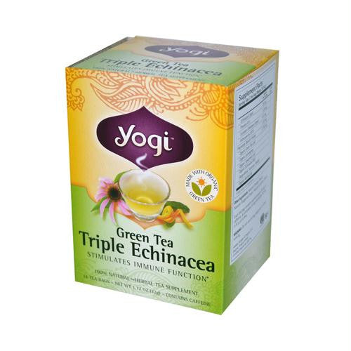 Yogi Triple Echinacea Herbal Green Tea - 16 Tea Bags - Case of 6