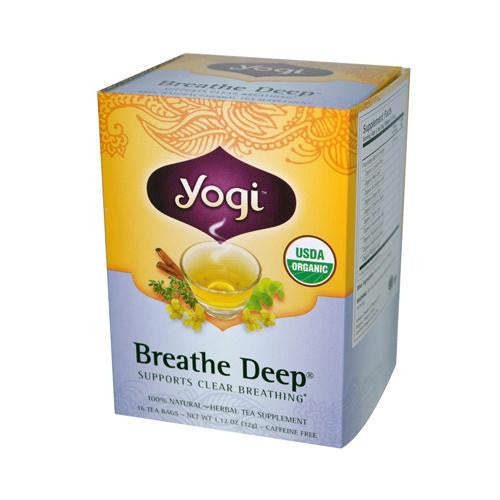 Yogi Organic Breathe Deep Herbal Tea Caffeine Free - 16 Tea Bags - Case of 6