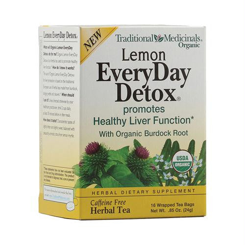 Traditional Medicinals Lemon EveryDay Detox Herbal Tea - 16 Tea Bags - Case of 6