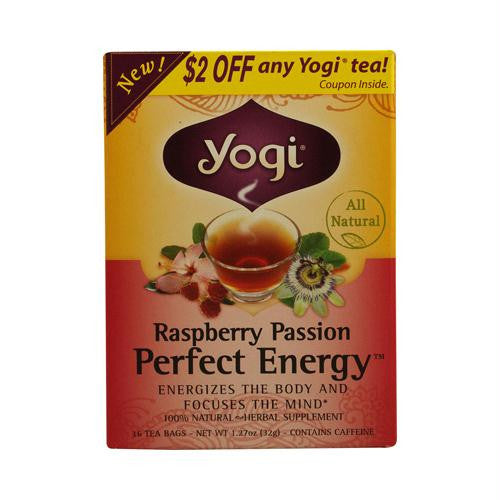 Yogi Perfect Energy Herbal Tea Raspberry Passion - 16 Tea Bags - Case of 6