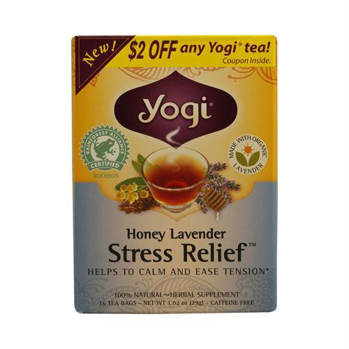 Yogi Stress ReliefHerbal Tea Caffeine Free Honey Lavender - 16 Tea Bags - Case of 6