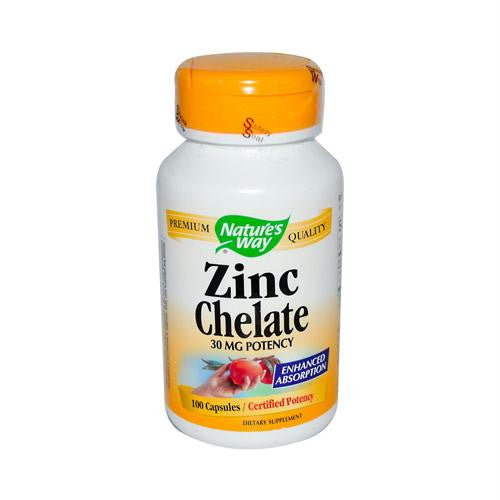 Natures Way Zinc Chelate - 30 mg - 100 Capsules