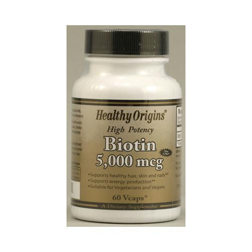 Healthy Origins Biotin - 5000 mcg - 60 Vcaps