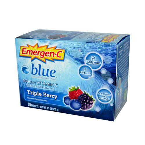 Alacer Emergen-C Blue Fizzy Drink Mix Berry Blue - 1000 mg - 30 Packets