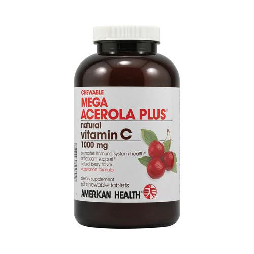 American Health Mega Acerola Plus Chewable Natural Berry - 60 Chewable Wafers