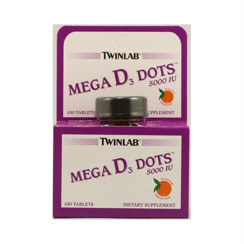 Twinlab Mega D3 Dots Tangerine - 5000 IU - 100 Tablets