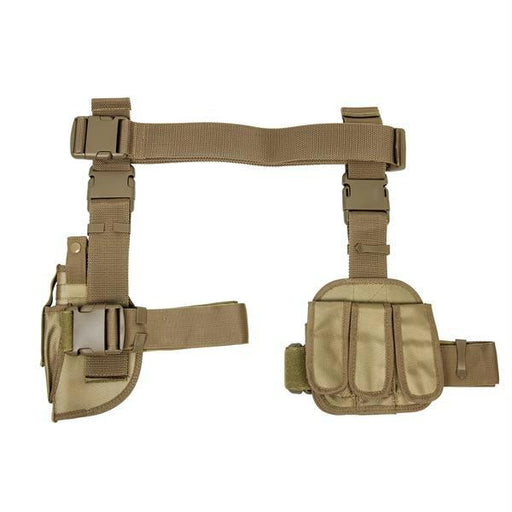 Vism By Ncstar 3pcs Drop Leg Gun Holster And Magazine Holder-Tan