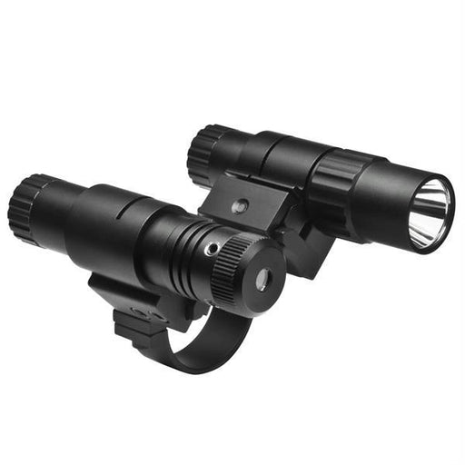 NcStar 1 Inch Double Rail Scope Adapter-Flashlight-Green Laser Set