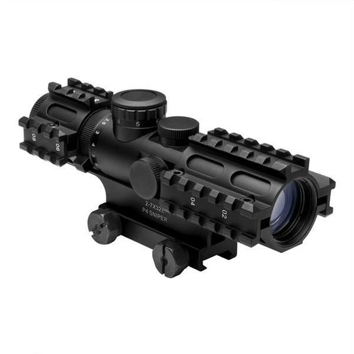 NcStar Tri-rail Series 2-7x32 Compact Scope-3 Rail Sighting System-Blue Ill. P4 Sniper-Green-Weaver Mount