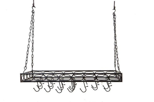 36 x 17  x 3  Matte Black Rectangular Pot Rack w-16 Hooks