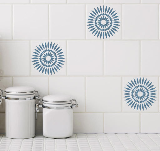 Sunflower Blue RETile Decal Clear Bkg 4 inch Tile