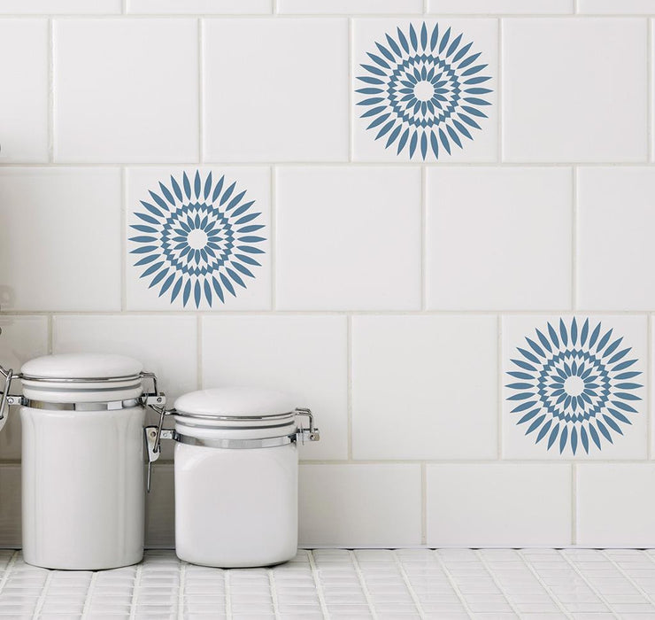 Sunflower Blue RETile Decal Clear Bkg 6 inch Tile