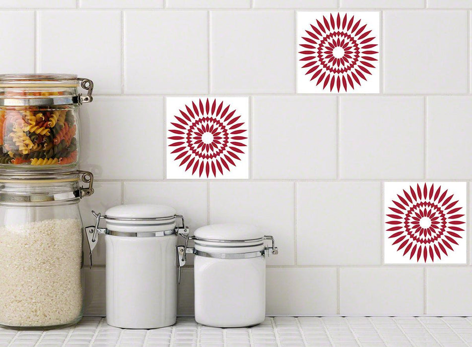 Sunflower Red RETile Decal Clear Bkg 4 inch Tile