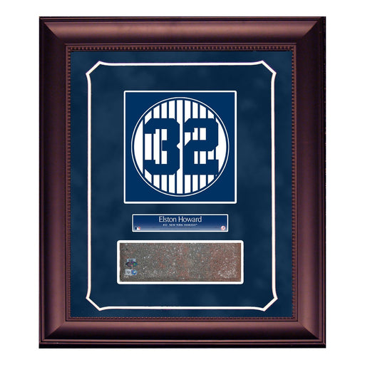 Elston Howard Retired Number Monu.Park Brick Slice 14x18 Framed Collage w/ plate