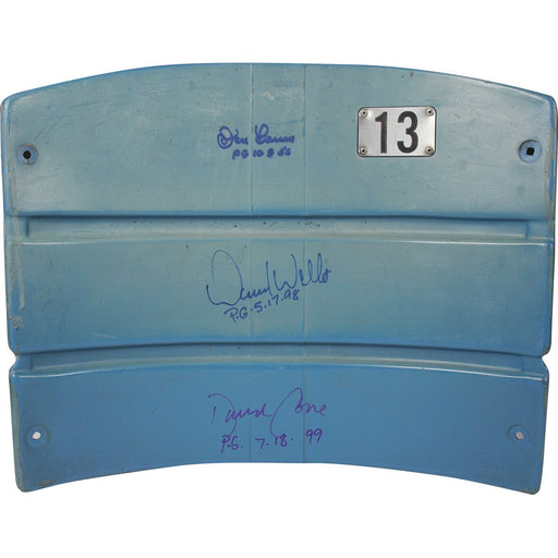 David Cone  David Wells & Don Larsen Triple Signed Authentic Seatback from The Original Yankee Stadium w/ PG Inscriptions (Closed Slats)