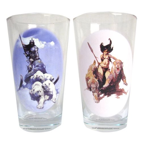 Frazetta Silver Warrior & The Huntress Pint Glass Set       