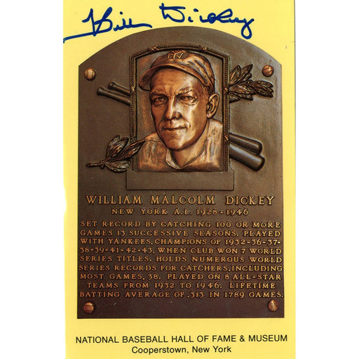 Bill Dickey Signed Baseball Hall of Fame Plaque Card JSA)