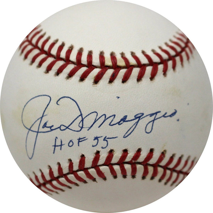 Joe DiMaggio Signed OAL Budig Baseball w/ "HOF 55" Insc. (PSA/DNA)