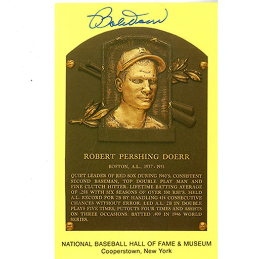 Bobby Doerr Signed Hall of Fame Plaque Card (JSA)