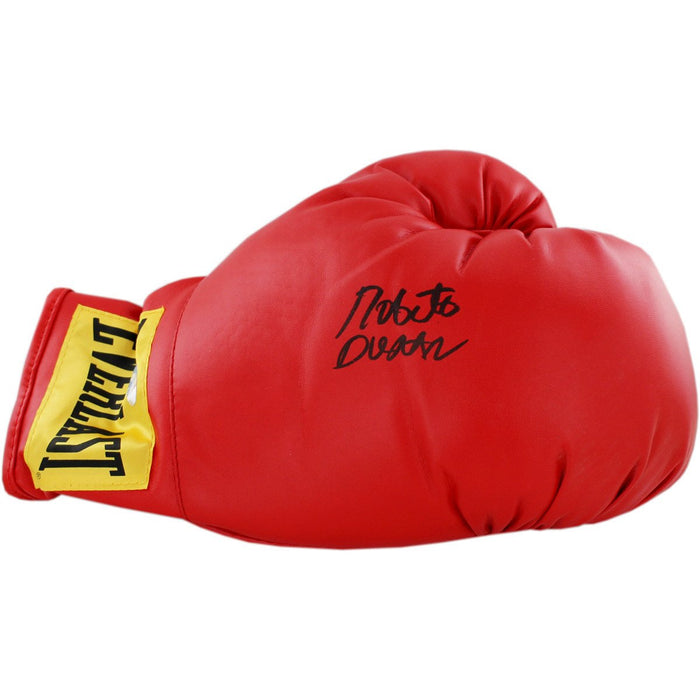 Roberto Duran Signed Red Boxing Glove (Yellow Everlast Patch)