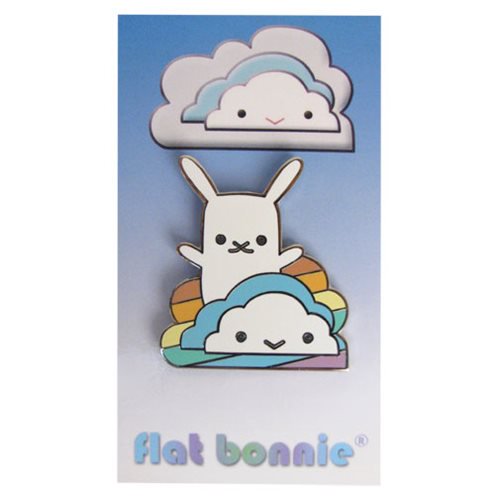 Flat Bonnie Rainbow Cloud with Bunny Enamel Pin             