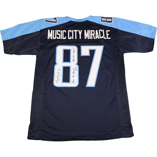 Kevin Dyson Signed Tennessee Titans Jersey w/ "Music City Miracle 01/08/00  1999 AFC Champs" Insc. (Athlon Auth)