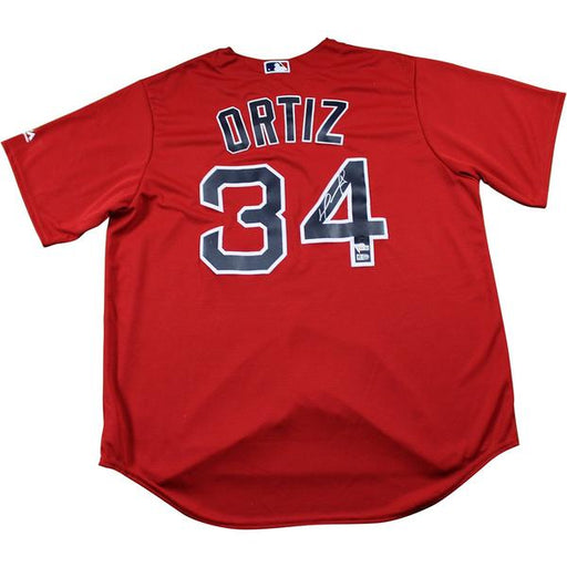 David Ortiz Signed Majestic Red Sox Red #34 Replica Alternate Jersey With Frame