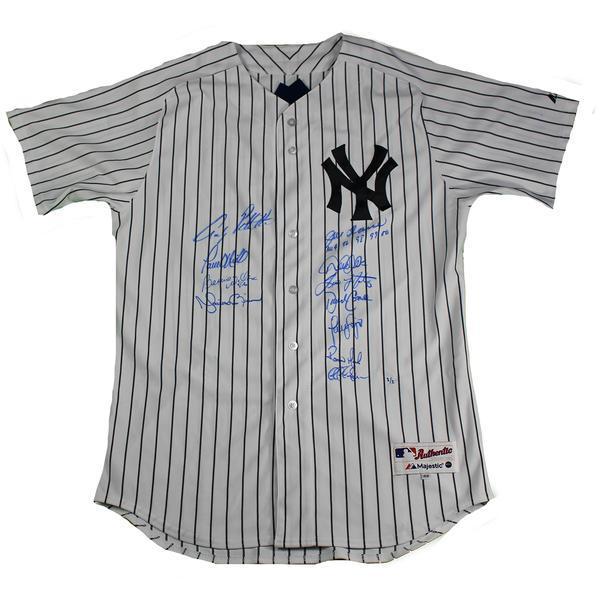 New York Yankees Dynasty 11 Signature Authentic #6 Pinstripe Jersey w/ 4 World Series Patches (96  98  99  00) w/ "All 4 96 98 99 00" Insc by Joe Torre LE/1