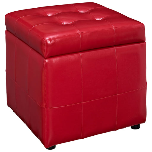 Volt Storage Upholstered Vinyl Ottoman 1044-RED