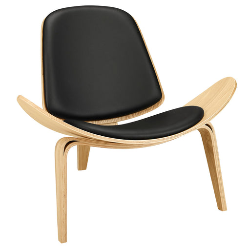 Arch Upholstered Vinyl Lounge Chair 1050-OAK-BLK