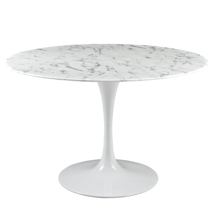 Lippa 47" Round Artificial Marble Dining Table 1131-WHI