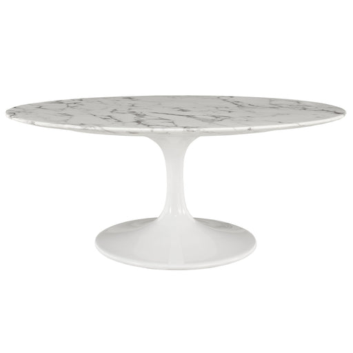 Lippa 42" Oval-Shaped Artificial Marble Coffee Table 1140-WHI