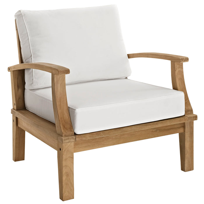 Marina Outdoor Patio Teak Armchair 1143-NAT-WHI-SET