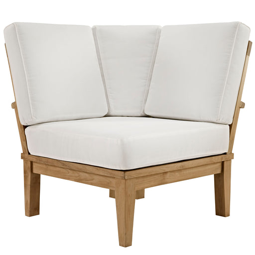 Marina Outdoor Patio Teak Corner Sofa 1146-NAT-WHI-SET