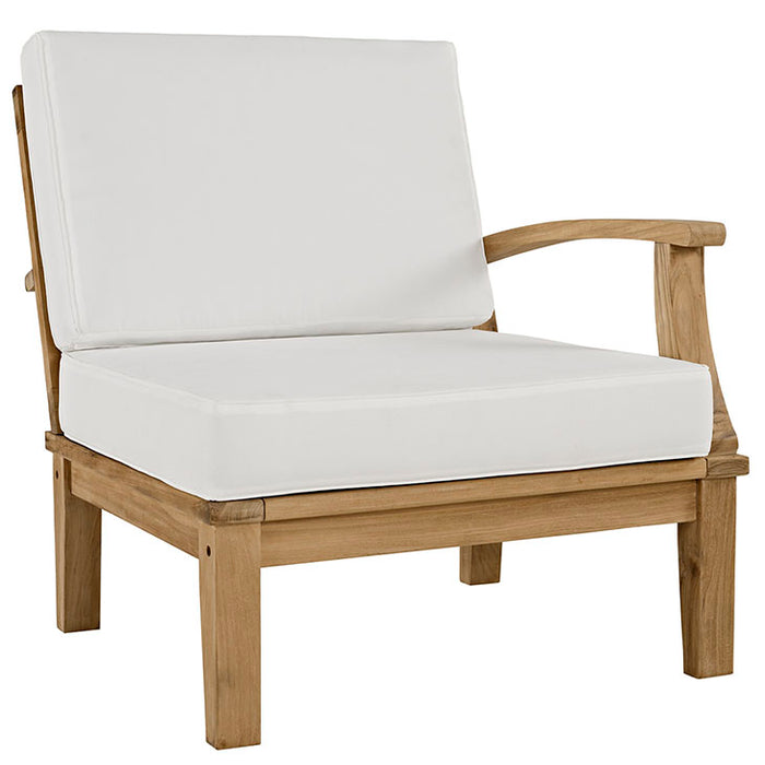 Marina Outdoor Patio Teak Right-Facing Sofa 1148-NAT-WHI-SET