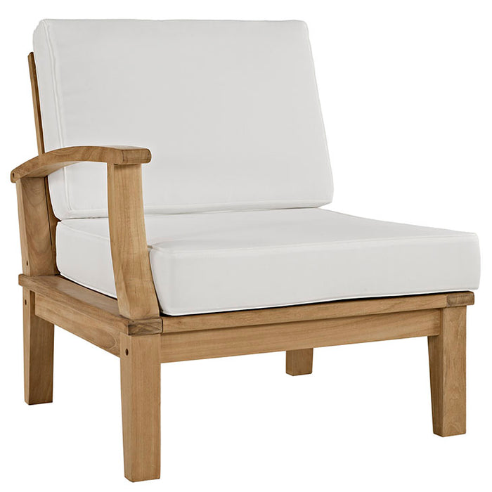 Marina Outdoor Patio Teak Left-Facing Sofa 1149-NAT-WHI-SET