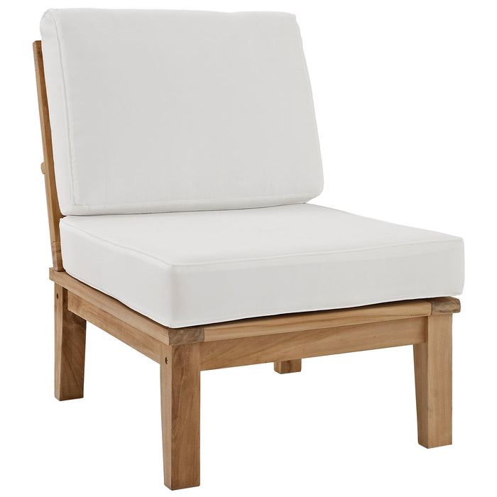 Marina Armless Outdoor Patio Teak Sofa 1150-NAT-WHI-SET