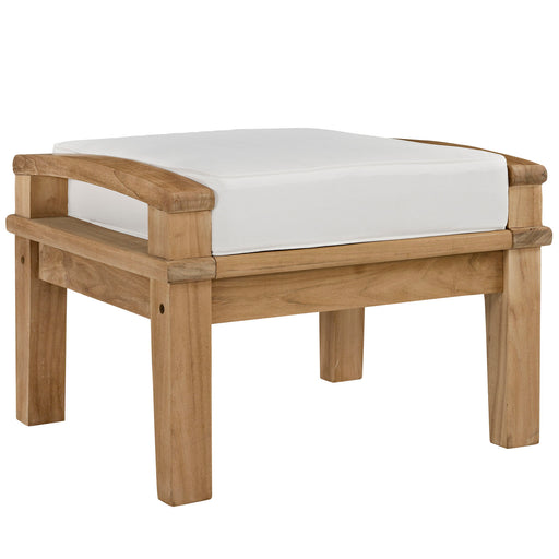 Marina Outdoor Patio Teak Ottoman 1152-NAT-WHI-SET