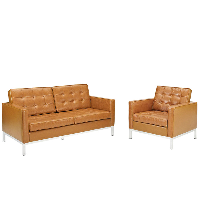 Loft Loveseat Leather 2 Piece Set 1269-TAN