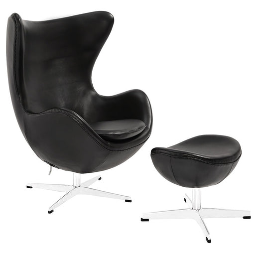 Glove Leather Lounge Chair and Ottoman 1278-BLK